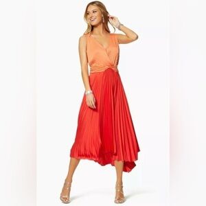 Ramy Brook Viviana Colorblock Pleated Midi Dress